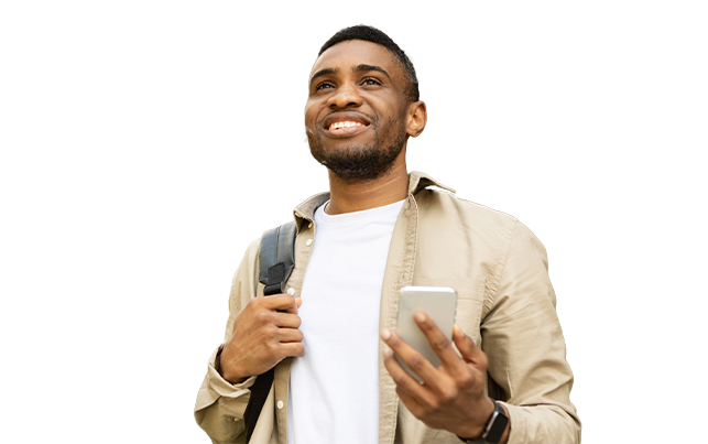 Man on Phone Smiling 